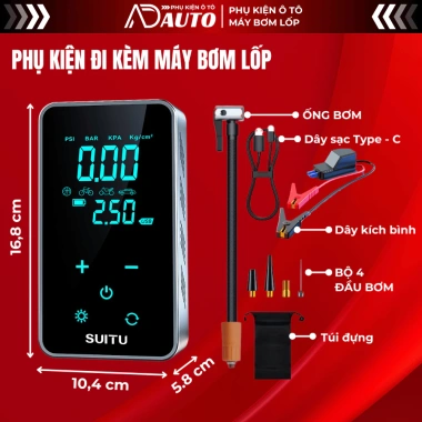 Máy Kích Bình 4 trong 1 Cảm Ứng + Bơm Lốp Ô Tô, Đèn Flash, Sạc Dự Phòng - Đa Năng, Nhỏ Gọn