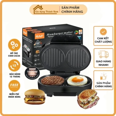 Máy làm bánh hamburger, nướng bít tết, ốp trứng RAF 1.000W - Giá chỉ 390.000đ
