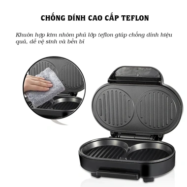 Máy làm bánh hamburger, nướng bít tết, ốp trứng RAF 1.000W - Giá chỉ 390.000đ