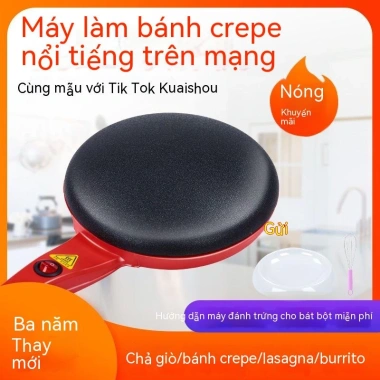 Máy làm bánh kếp đa năng mini: lò xo, chảo nướng điện, bánh cuốn, chiên, vỏ tràm - Giá chỉ 199.499đ, tiết kiệm năng lượng 10