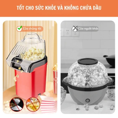 Máy làm bỏng ngô mini & bắp rang bơ điện nhỏ gọn - Dễ dùng, an toàn, 200k