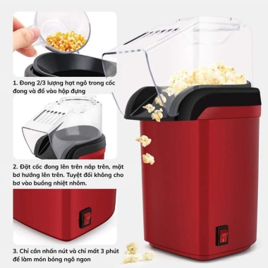Máy làm bỏng ngô mini & bắp rang bơ điện nhỏ gọn - Dễ dùng, an toàn, 200k