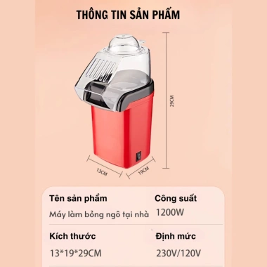 Máy làm bỏng ngô mini & bắp rang bơ điện nhỏ gọn - Dễ dùng, an toàn, 200k