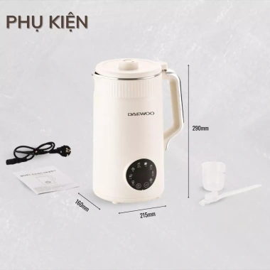 Máy làm sữa hạt Daewoo DWSM-1.512 1.2L - Xay nấu đa năng, tặng 50 công thức, BH 2 năm