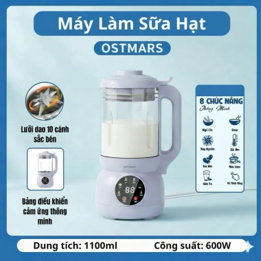 Máy Làm Sữa Hạt OSTMARS 1.1L Đa Năng 8 Chế Độ Lưỡi Dao 10 Cánh Siêu Mịn Giá 410.000