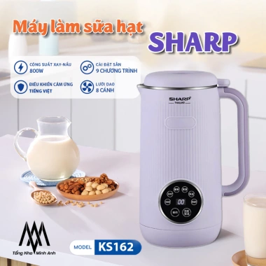 Máy Làm Sữa Hạt Sharp KS-162 Nắp Inox 1L, Bảo Hành 12 Tháng, Giá 729.000
