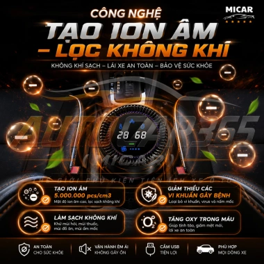 Máy lọc không khí ô tô Xiaomi Micar – Khử mùi, lọc bụi mịn, ion âm, diệt khuẩn, chống ẩm mốc, giá 1.379.000₫ 4