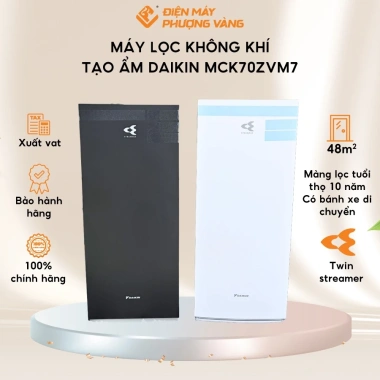 Máy lọc không khí tạo ẩm Daikin MCK70ZVM7 48m2, lọc 10 năm, BH 1 năm - 6,7tr