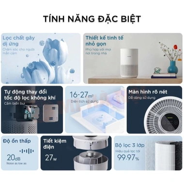 Máy lọc không khí Xiaomi Smart Air Purifier 4 Compact Giá 1.950.000, lọc PM2.5 hiệu quả 2 Máy lọc không khí Xiaomi Smart Air Purifier 4 Compact Giá 1.950.000, lọc PM2.5 hiệu quả 2