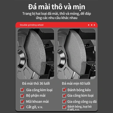 Máy mài đá 2 đầu mini MONQIQI - Đánh bóng, mài dao kéo, 7 tốc độ, giá 80.000 VND 3
