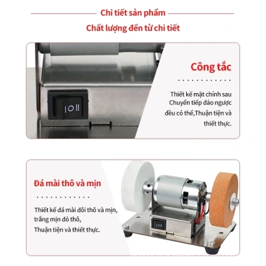 Máy mài đá 2 đầu mini MONQIQI - Đánh bóng, mài dao kéo, 7 tốc độ, giá 80.000 VND 4