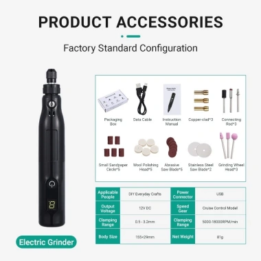 Máy mài mini đa năng bút khắc, điêu khắc 5 cấp độ, sạc USB 3.7V - Giá chỉ 152.096₫ 10