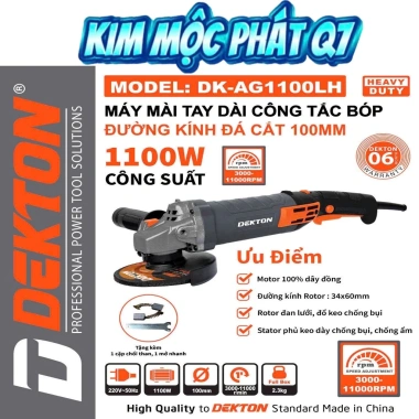 Máy mài tay dài DEKTON DK-AG900LH/DK-AG1.100LH xám, tốc 6 số 900W-1.100W, giá ưu đãi 840.000 VND 2