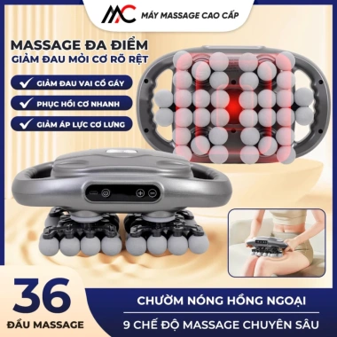 Máy Massage 36 Đầu Cầm Tay Rung Tần Số Cao - Giảm Đau Cơ Sâu Toàn Thân, 9 Cấp Độ, Giá 495k (2.026)