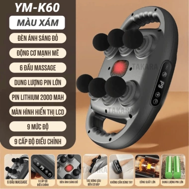 Máy massage 6 đầu Takara YM K60 cầm tay, giảm nhức mỏi cơ, giá 499.000₫