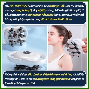 Máy massage ACHITA 22 đầu rung, 3 chế độ, 100 mức, pin 2.000mAh, giá 498.000 VND 7