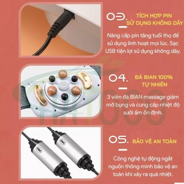 Máy Massage Bụng Đa Năng Hatoco HTC-05 - Giảm Mỡ, Đá Nóng, Sóng Hồng Ngoại, Chỉ 990.000₫ 7