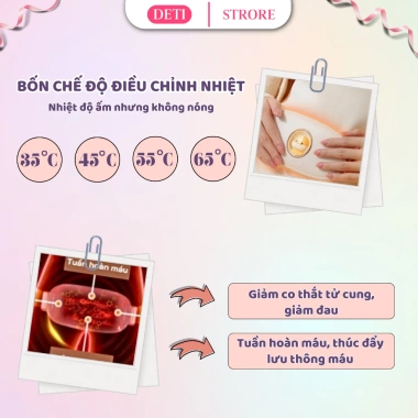 Máy massage bụng kinh túi DETI - Chườm ấm giảm đau, quà tặng 20/10 cho bạn gái
