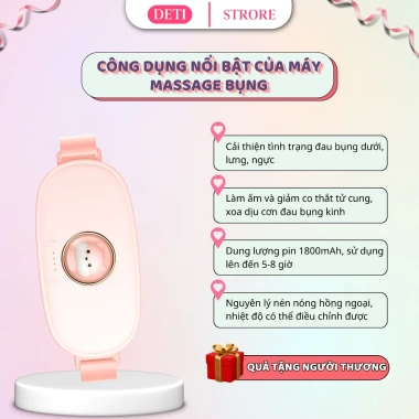 Máy massage bụng kinh túi DETI - Chườm ấm giảm đau, quà tặng 20/10 cho bạn gái