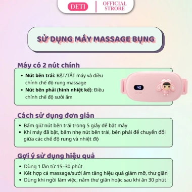 Máy massage bụng kinh túi DETI - Chườm ấm giảm đau, quà tặng 20/10 cho bạn gái