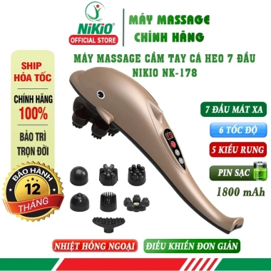 Máy massage cá heo cầm tay pin sạc Nikio NK-178 7 đầu thế hệ mới Giá ưu đãi 595.000₫ 9