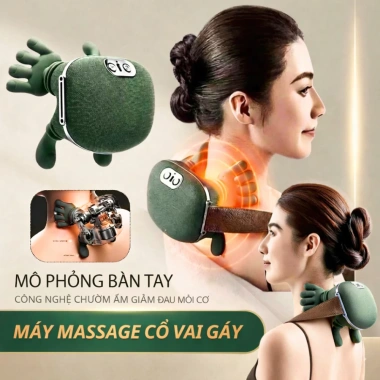Máy Massage Cầm Tay 16 Đầu 18 Cấp Độ - Giảm Đau Cổ Vai Gáy, Động Cơ Êm, Pin Trâu