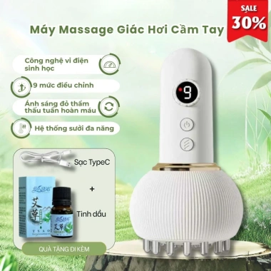 Máy Massage Cầm Tay 3 trong 1: Chườm Nóng, Lược Điện Cạo Gió, Châm Cứu – 280k