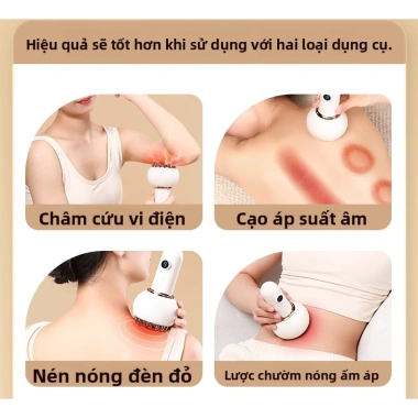 Máy Massage Cầm Tay 3 trong 1: Chườm Nóng, Lược Điện Cạo Gió, Châm Cứu – 280k