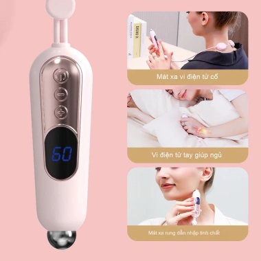 Máy massage cầm tay 3 trong 1 - Massage cổ, hỗ trợ ngủ, làm đẹp, rung vi điện, 330.000 VND
