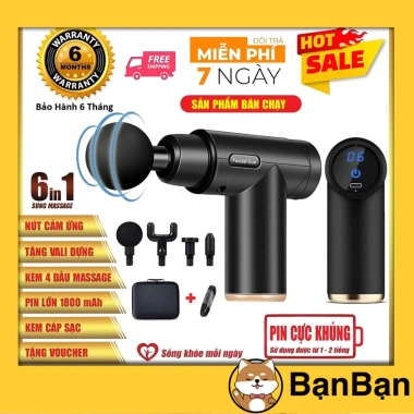 Máy Massage Cầm Tay 4 Đầu 6 Chế Độ Cảm Ứng - Giảm Đau Nhức, Thư Giãn - 312.620₫