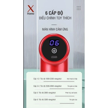 Máy Massage Cầm Tay 4 Đầu 6 Chế Độ Cảm Ứng - Giảm Đau Nhức, Thư Giãn - 312.620₫