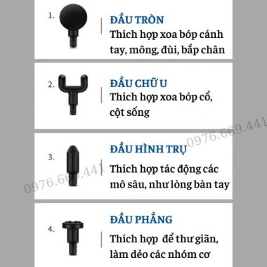 Máy massage cầm tay 6 cấp độ trị đau nhức toàn thân, súng 4 đầu chuyên nghiệp - 299k 2
