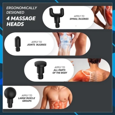 Máy massage cầm tay 6 cấp độ trị đau nhức toàn thân, súng 4 đầu chuyên nghiệp - 299k 9