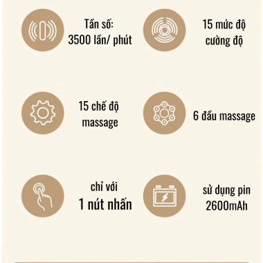 Máy Massage Cầm Tay 6 Đầu Không Dây Nhiệt Hồng Ngoại 4 Chế Độ Rung 690.000 VNĐ 3
