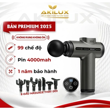 Máy massage cầm tay Akilux 15.000 vòng/phú, không chổi than, pin 4.000mAh, bảo hành 12t, chỉ 450.000đ