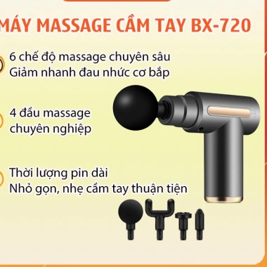 Máy Massage Cầm Tay BX-720 - Súng Mát Xa Đa Năng 4 Đầu 6 Cấp Độ Giảm Đau Nhức Giá 120.000 VND