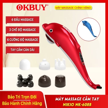 Máy massage cầm tay cá heo 6 đầu Nikio NK-608B 5 tốc độ 3 chế độ giá 595.000₫