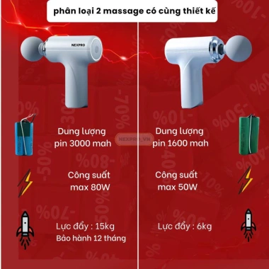 Máy massage cầm tay cảm biến lực - Mát xa cơ vai gáy, toàn thân, quà tặng 149.000₫
