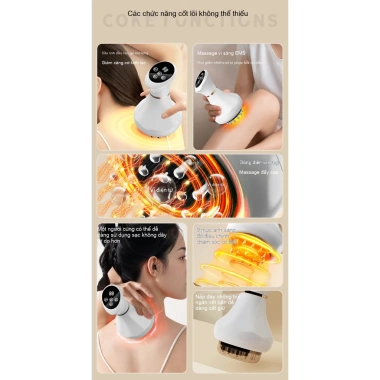 Máy massage cầm tay cạo gió cổ, lưng, rung chườm nóng - Thư giãn toàn thân 418k 5