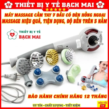 Máy Massage Cầm Tay King 7 Đầu Hồng Ngoại - Mát Xa, Thư Giãn Thân, Bảo Hành 12 Tháng