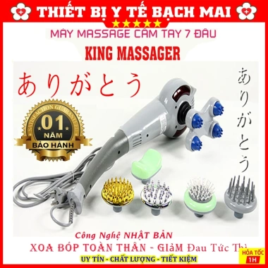 Máy Massage Cầm Tay King 7 Đầu Hồng Ngoại - Mát Xa, Thư Giãn Thân, Bảo Hành 12 Tháng