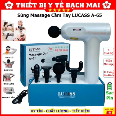 Máy Massage Cầm Tay LUCASS A65 Công Nghệ Mỹ 6 Chế Độ 4 Đầu - Giá Ưu Đãi 592k
