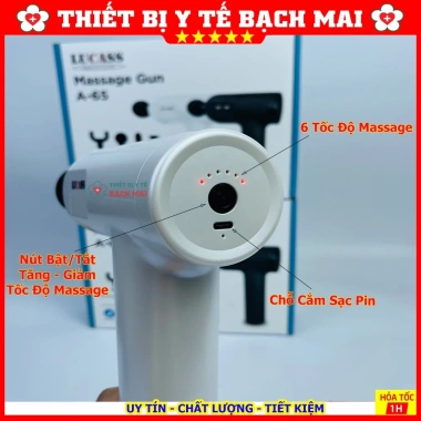 Máy Massage Cầm Tay LUCASS A65 Công Nghệ Mỹ 6 Chế Độ 4 Đầu - Giá Ưu Đãi 592k
