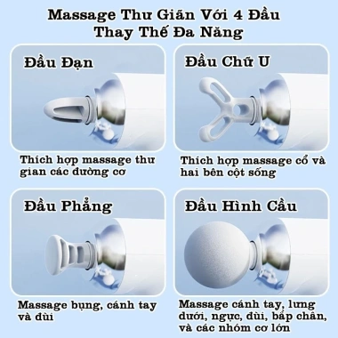 Máy Massage Cầm Tay Mini 4 Đầu 6 Chế Độ AI Cảm Biến Lực Nhấn Giảm Đau Mỏi