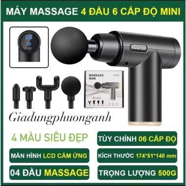 Máy massage cầm tay mini 4 đầu 6 chế độ - Đấm lưng, trị liệu cổ vai gáy, chỉ 220k