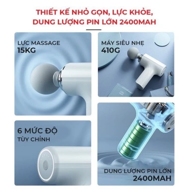 Máy Massage Cầm Tay Mini 6 Chế Độ, Cảm Biến AI Lực Nhấn, Massage Gun Giá 220k giảm từ 277k 7