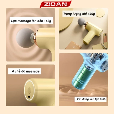 Máy Massage Cầm Tay Mini Cao Cấp 6 Cấp Độ, 4 Đầu, Cảm Biến, Mát Xa Toàn Thân - Giá 225k (Giảm 63k)
