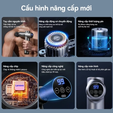Máy Massage Cầm Tay Mini Lenovo N3 8 đầu, lực đấm 8mm mạnh, 99 chế độ, 13.800 vòng/phút - Giá chỉ 459.000₫ 8
