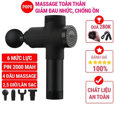 Máy massage cầm tay POPO Facial Gun đa năng 4 đầu giảm đau - Giá chỉ 399.000đ 2