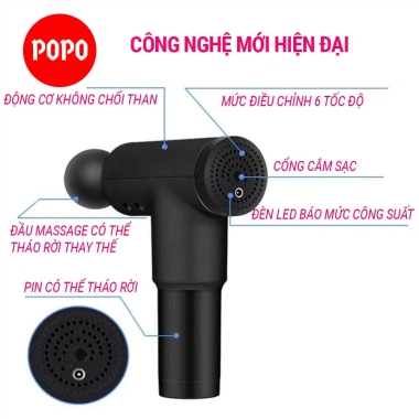 Máy massage cầm tay POPO Facial Gun đa năng 4 đầu giảm đau - Giá chỉ 399.000đ 3
